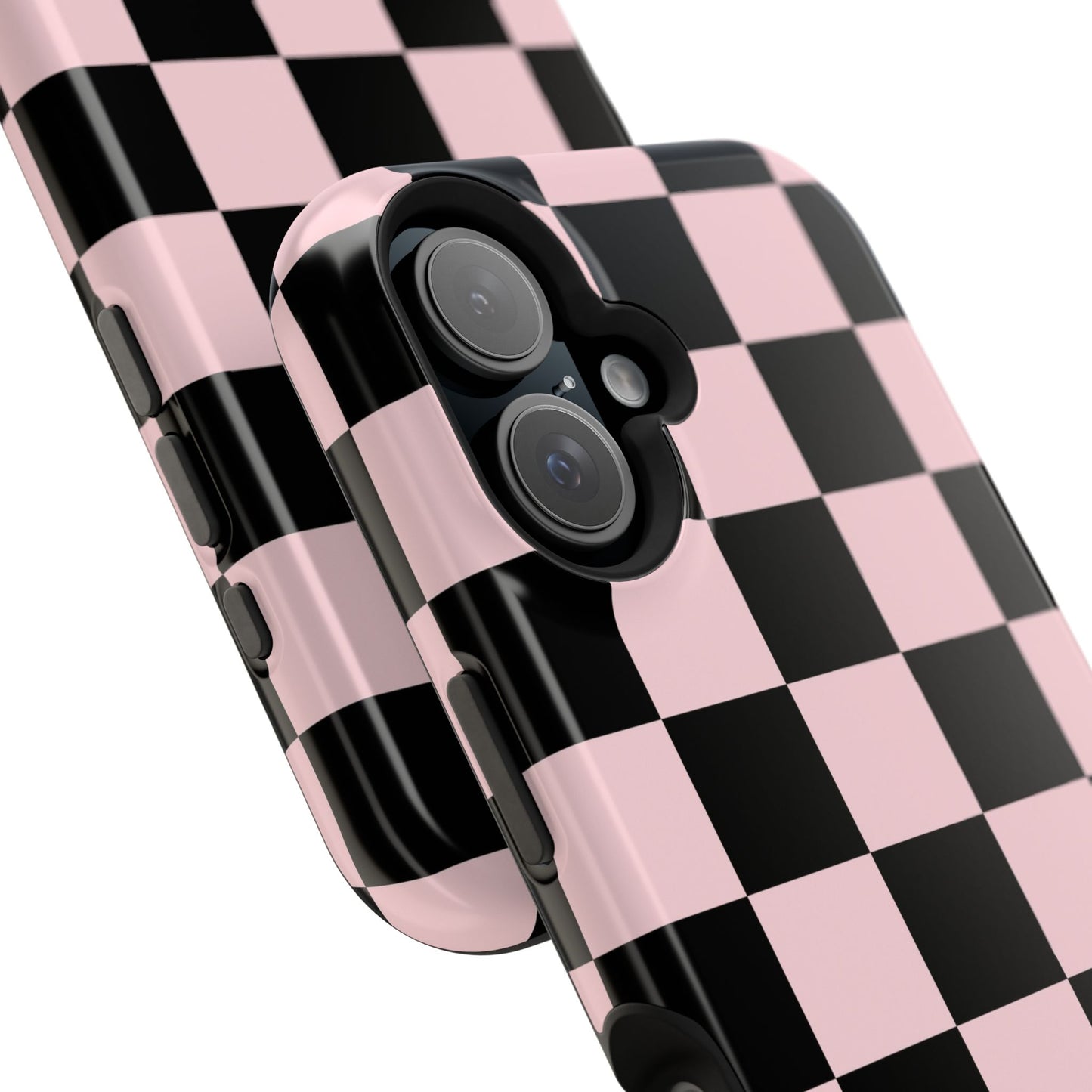 Pink & Black Checkered iPhone Case