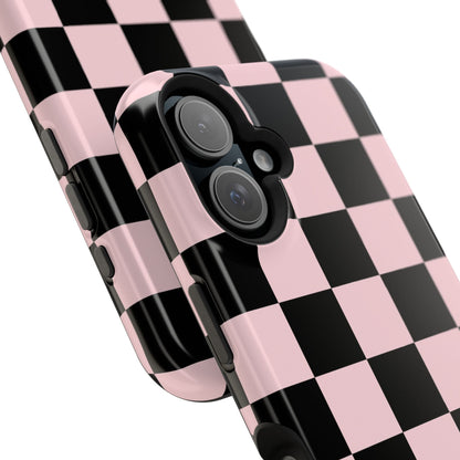Pink & Black Checkered iPhone Case