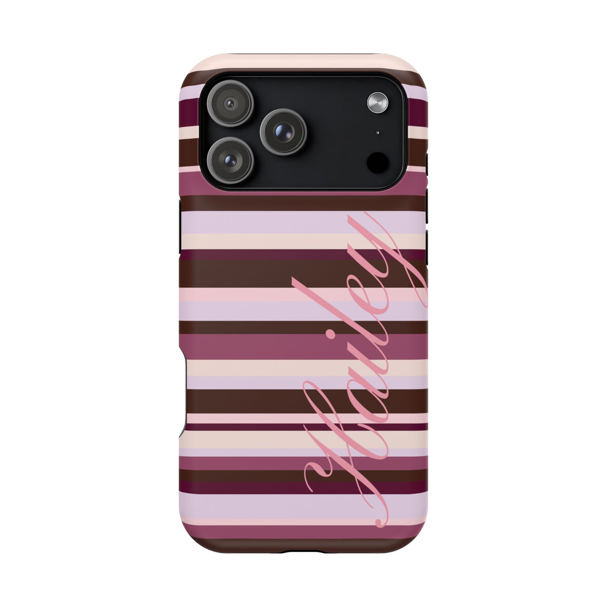 Custom Berry Mocha Stripes iPhone Case