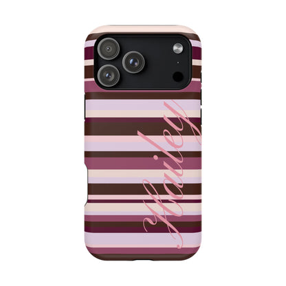 Custom Berry Mocha Stripes iPhone Case