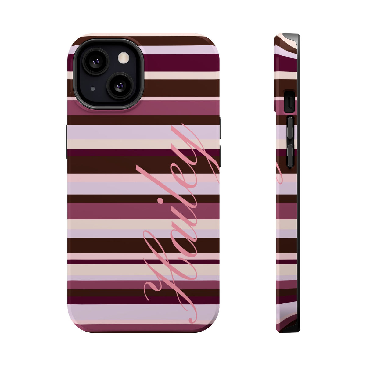 Custom Berry Mocha Stripes iPhone Case