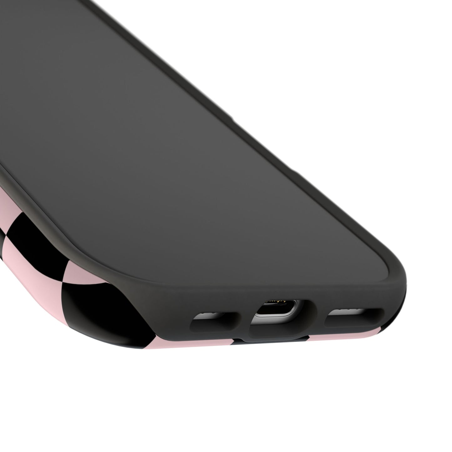 Pink & Black Checkered iPhone Case