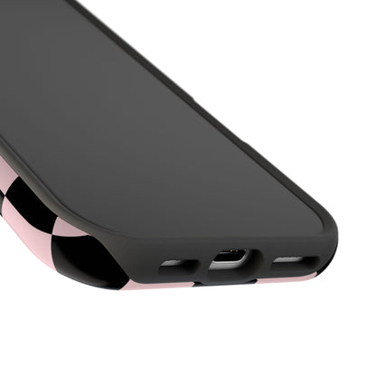Pink & Black Checkered iPhone Case