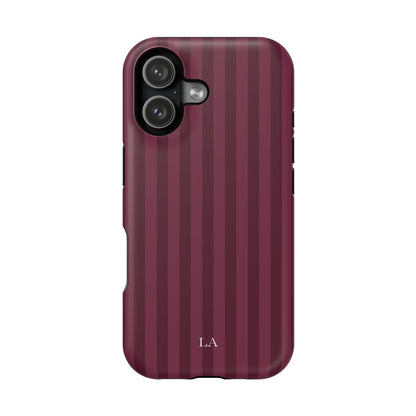 Custom Initials Plum Stripes iPhone Case
