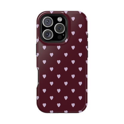 Burgundy & Purple Little Hearts iPhone Case