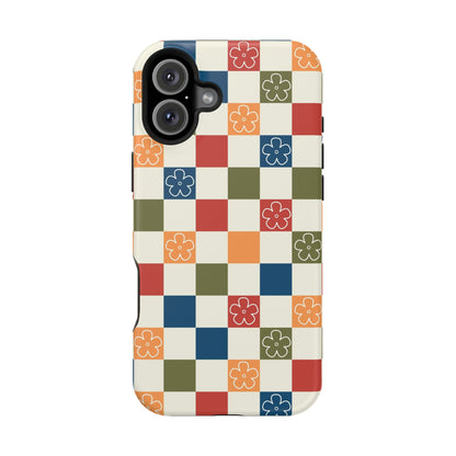 Vintage Flowers Checkered iPhone Case