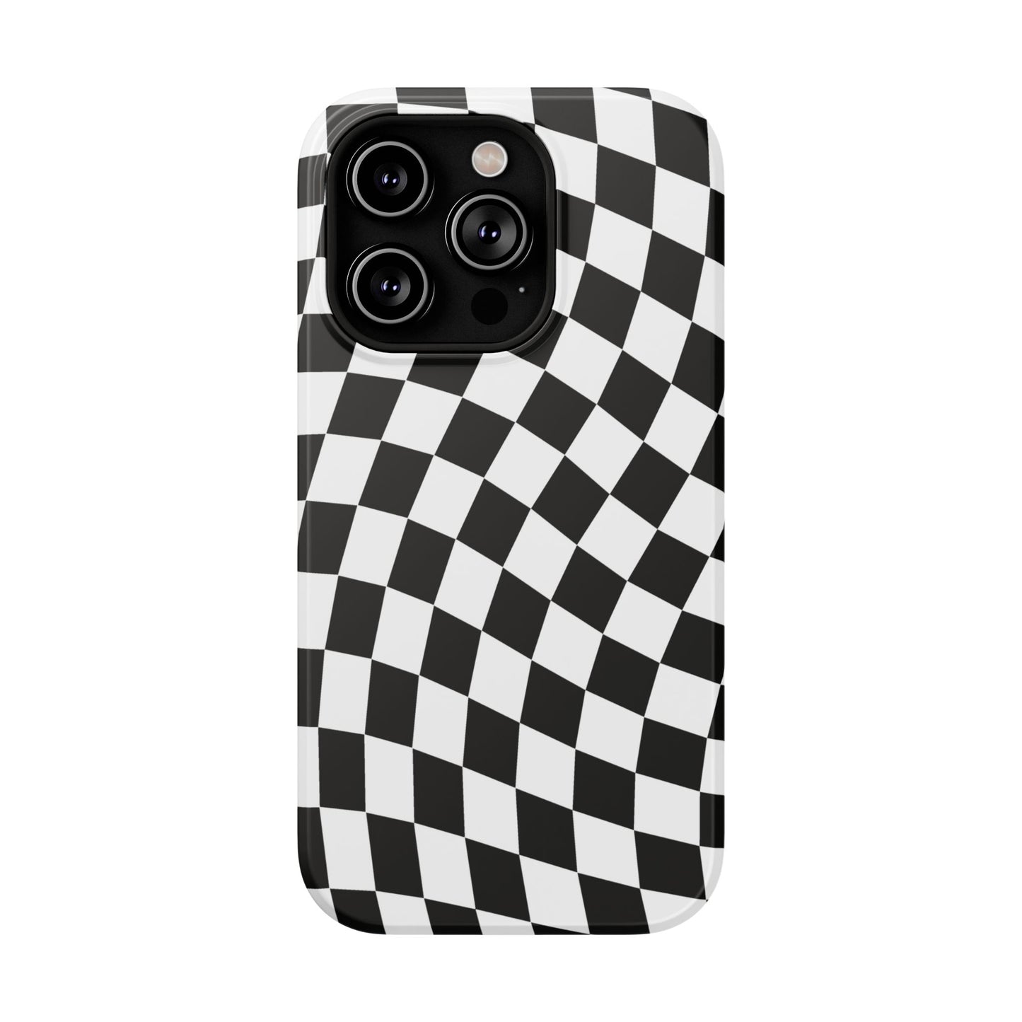 Black Wavy Checkered iPhone Case