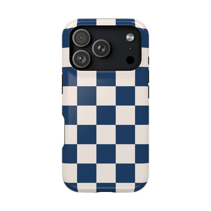 Navy & Beige Checkered iPhone Case