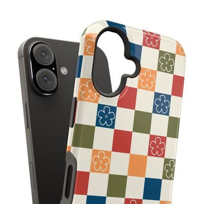 Vintage Flowers Checkered iPhone Case