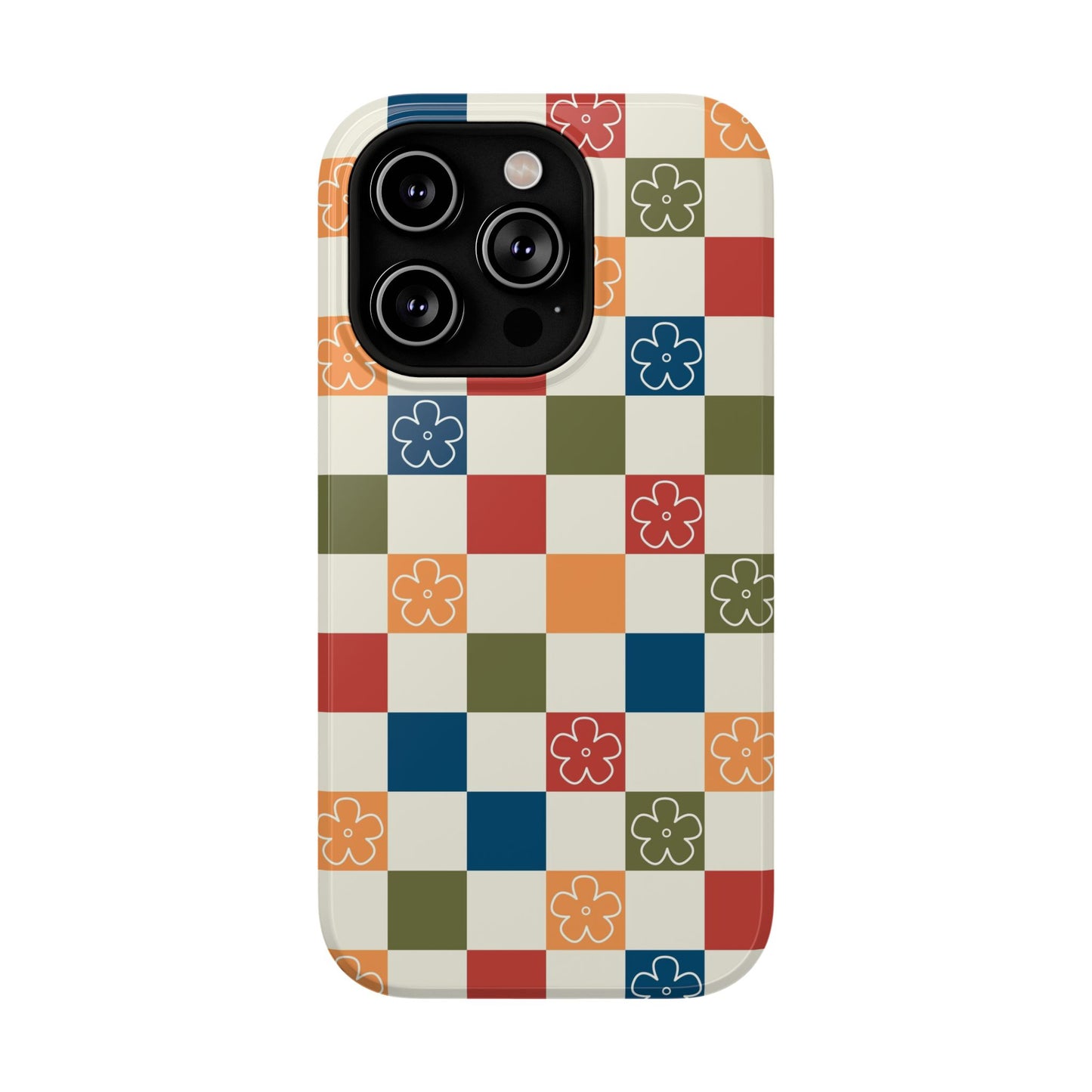 Vintage Flowers Checkered iPhone Case