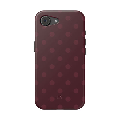 Custom Initials Burgundy Polka Dots iPhone Case