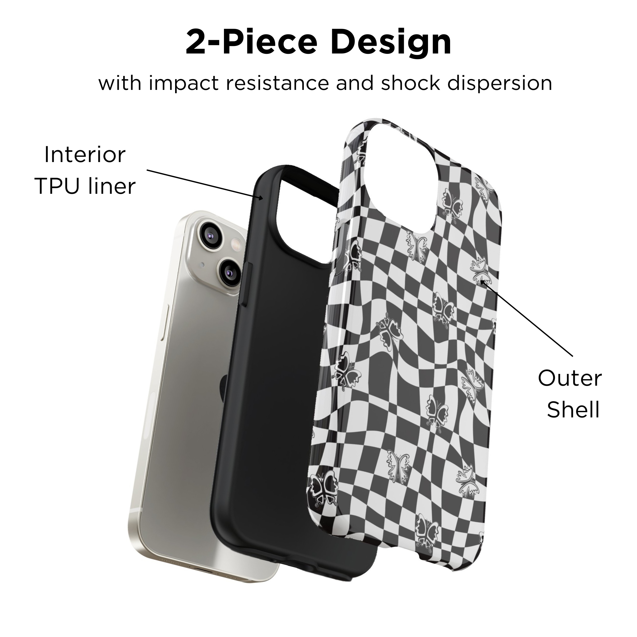 Butterfly Wavy Checkered iPhone Case