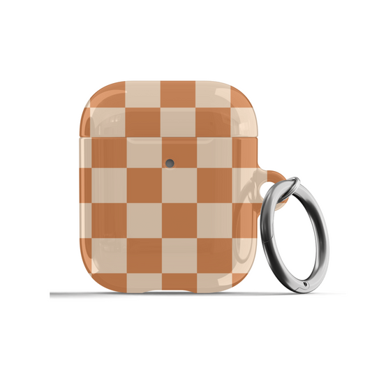 Dark Orange Checkered AirPods Case