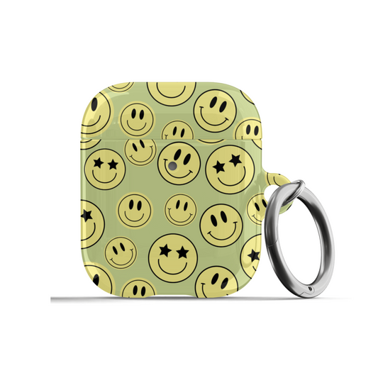 Green Smiley Faces AirPods Case