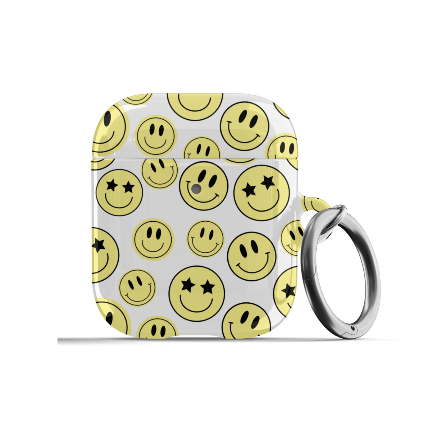 White Smiley Faces AirPods Case