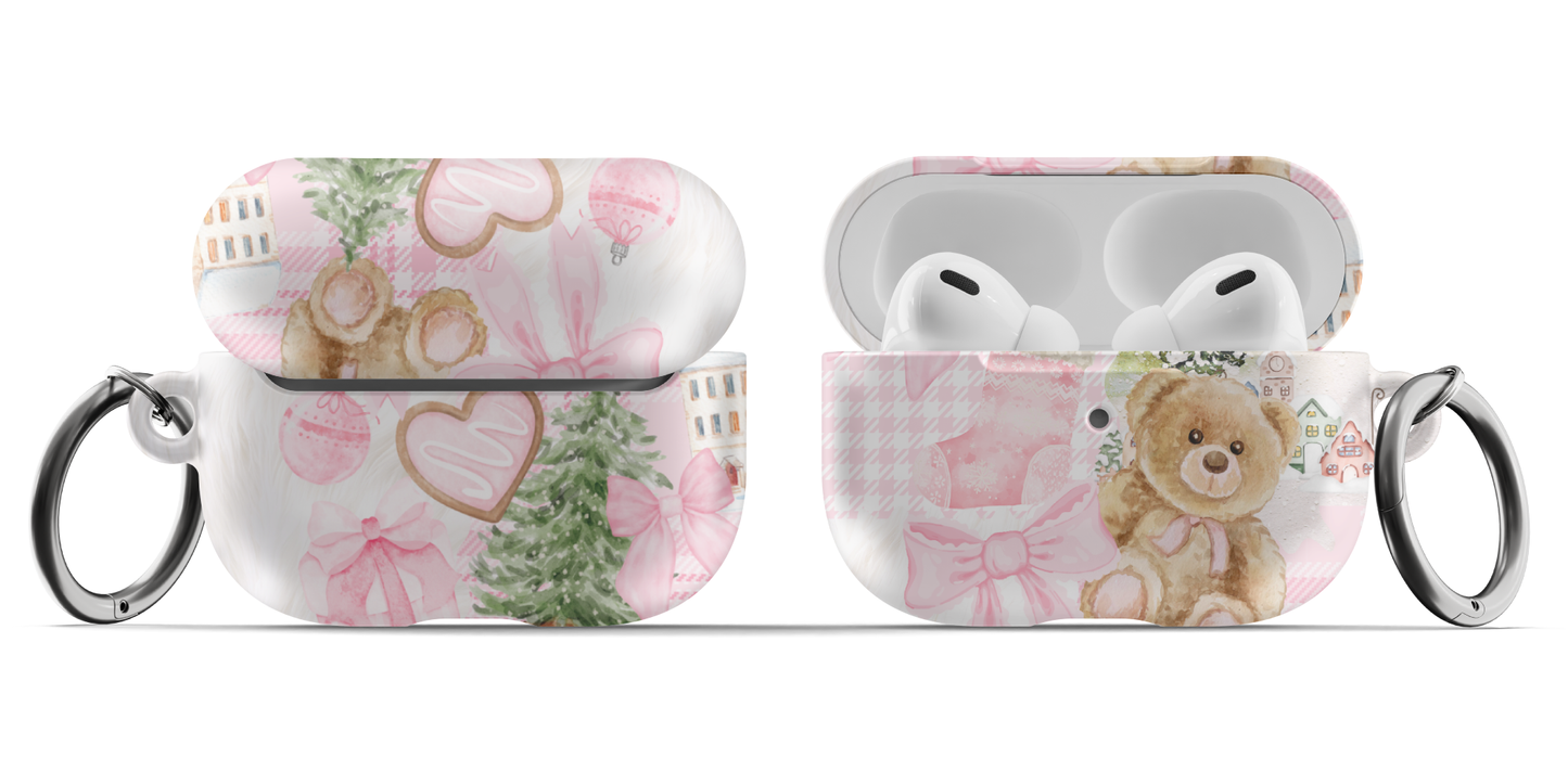 Pink Christmas Collage AirPods Case