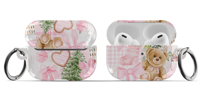 Pink Christmas Collage AirPods Case