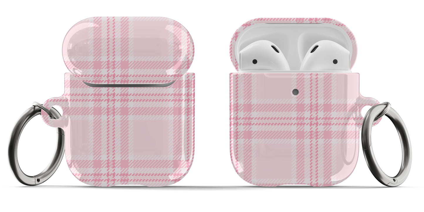 Pink Plaid AirPods Case