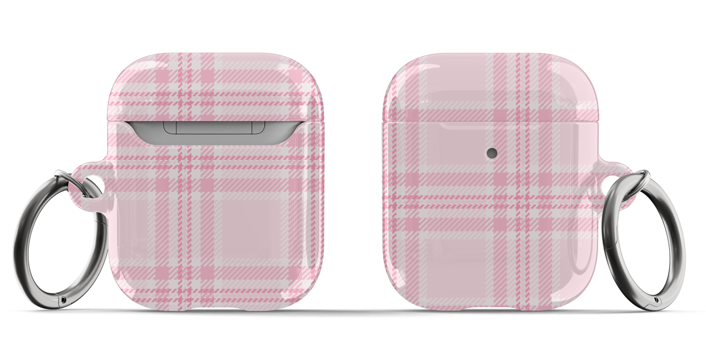 Pink Plaid AirPods Case