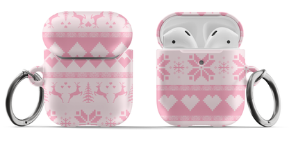 Pink Christmas Sweater AirPods Case