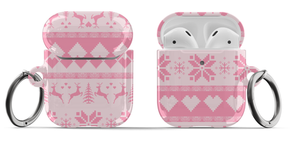 Pink Christmas Sweater AirPods Case