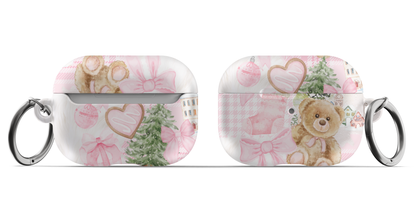 Pink Christmas Collage AirPods Case