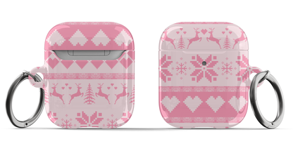 Pink Christmas Sweater AirPods Case