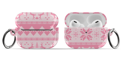 Pink Christmas Sweater AirPods Case