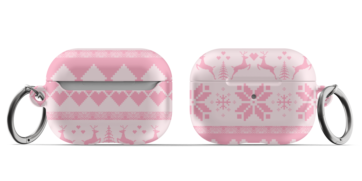 Pink Christmas Sweater AirPods Case