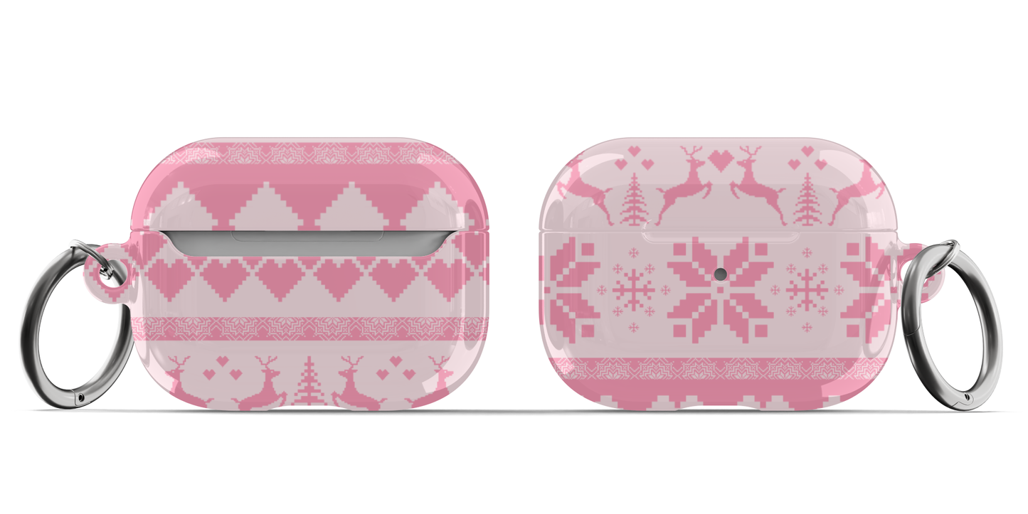 Pink Christmas Sweater AirPods Case