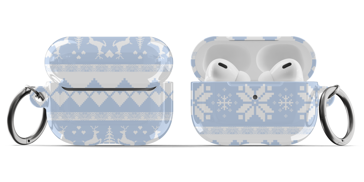 Blue Christmas Sweater AirPods Case