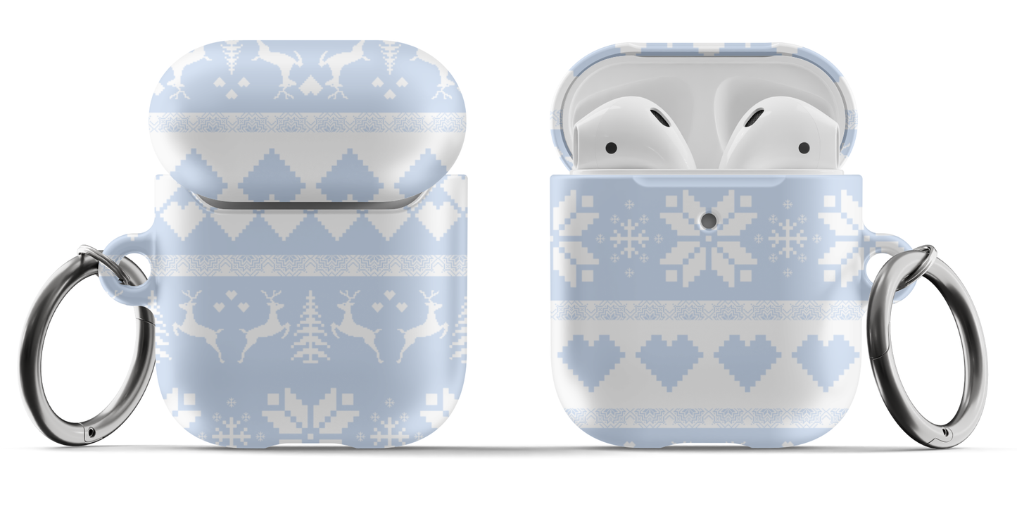 Blue Christmas Sweater AirPods Case