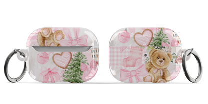Pink Christmas Collage AirPods Case