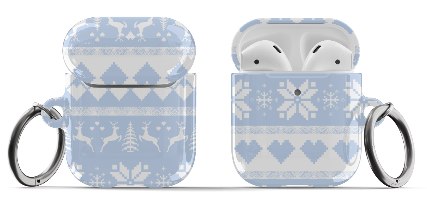 Blue Christmas Sweater AirPods Case