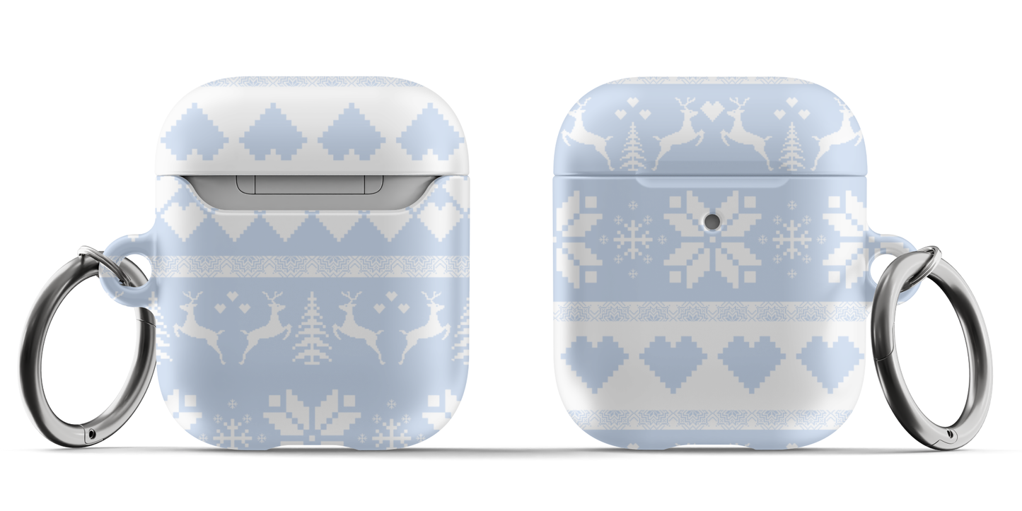 Blue Christmas Sweater AirPods Case