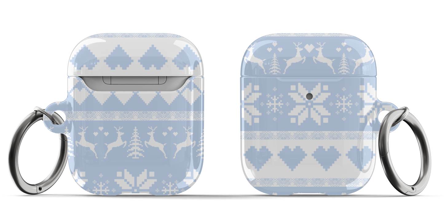 Blue Christmas Sweater AirPods Case