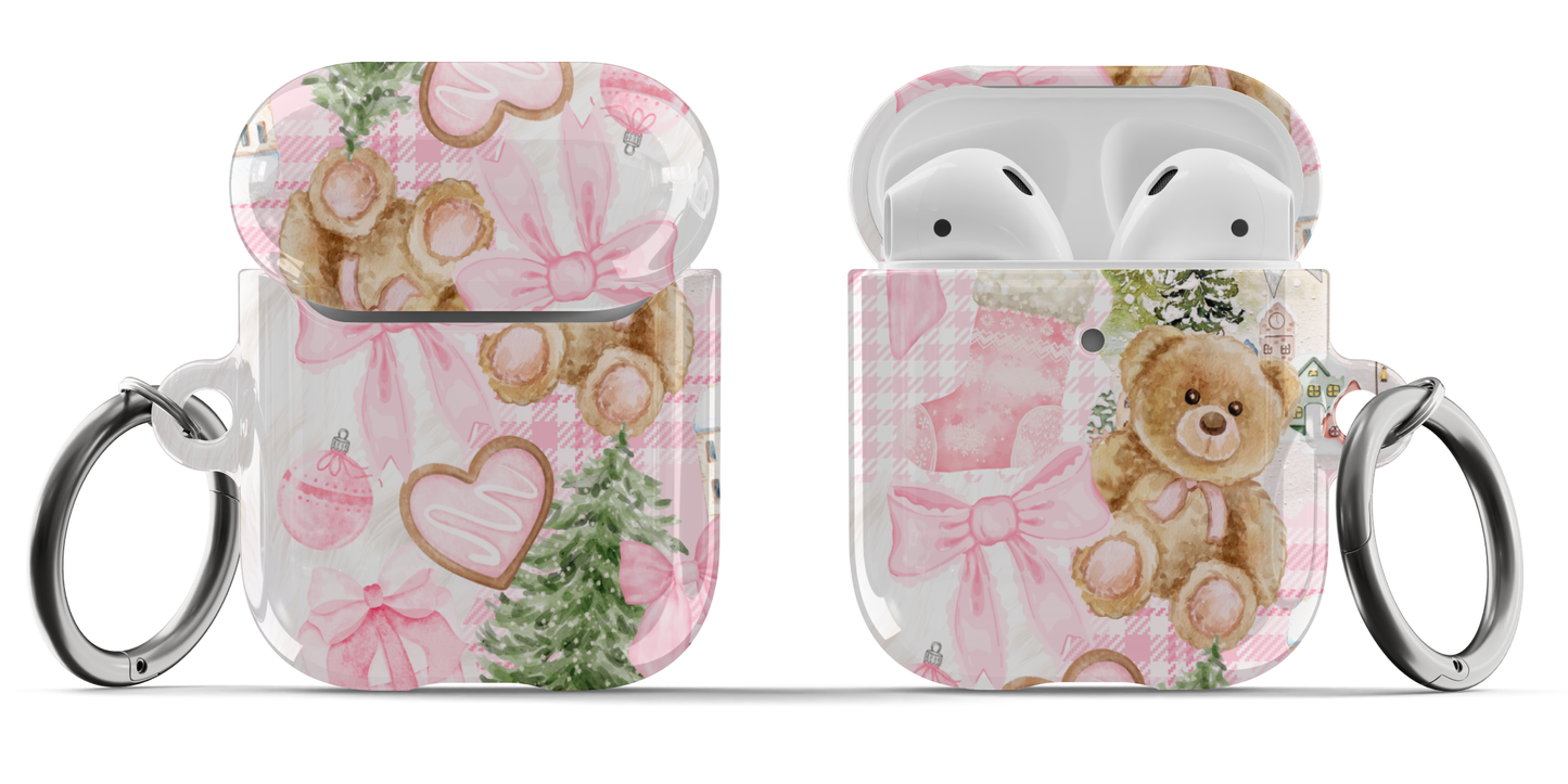 Pink Christmas Collage AirPods Case