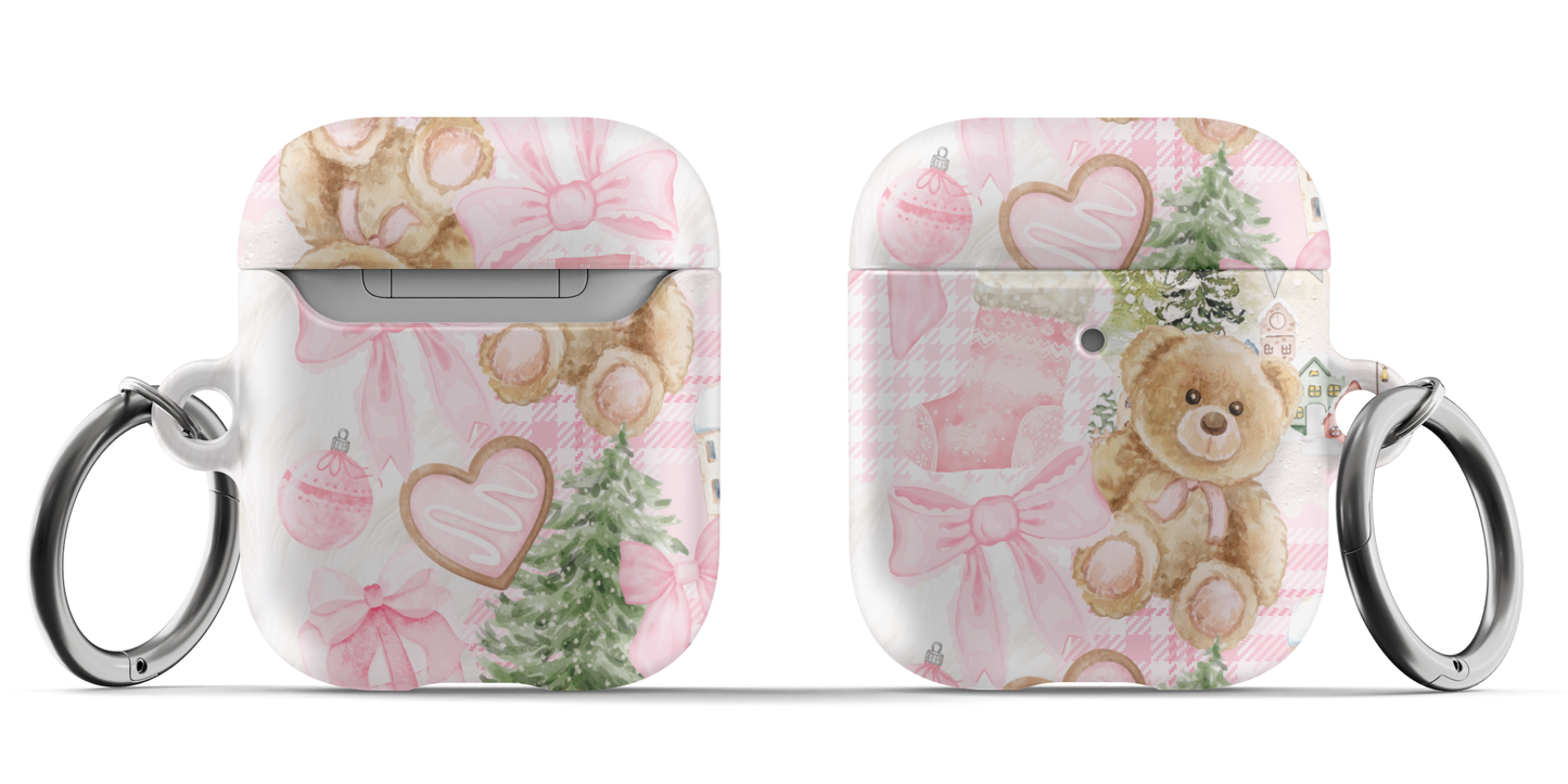 Pink Christmas Collage AirPods Case