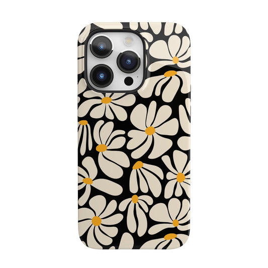 Black Retro Flowers iPhone Case
