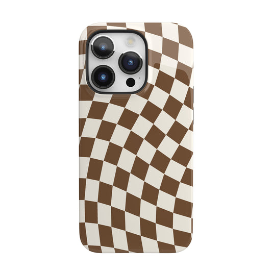 Brown Wavy Checkered iPhone Case