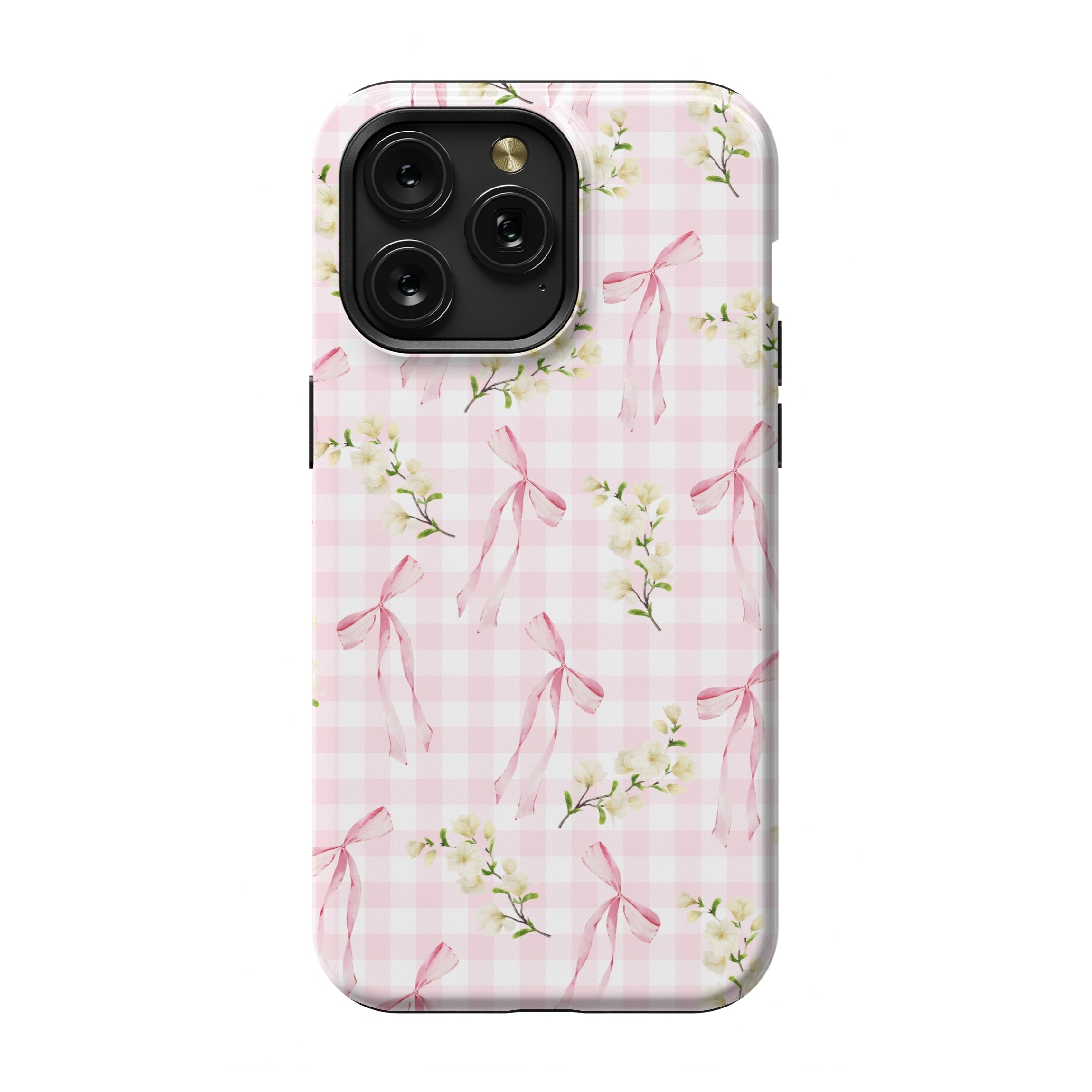 Pink Gingham Bows iPhone Case