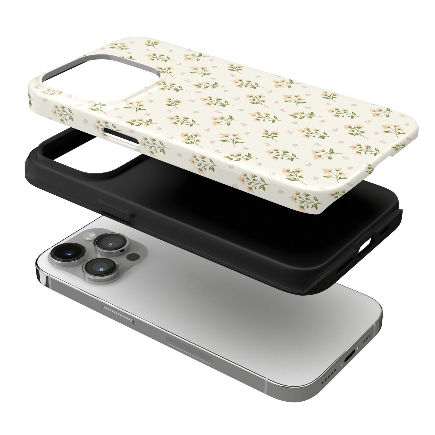 Orange Ditsy Flowers iPhone Case