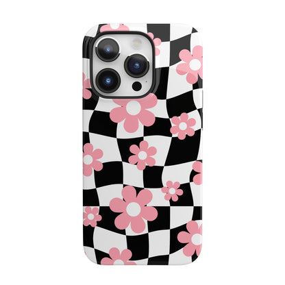 Floral Wavy Checkered iPhone Case