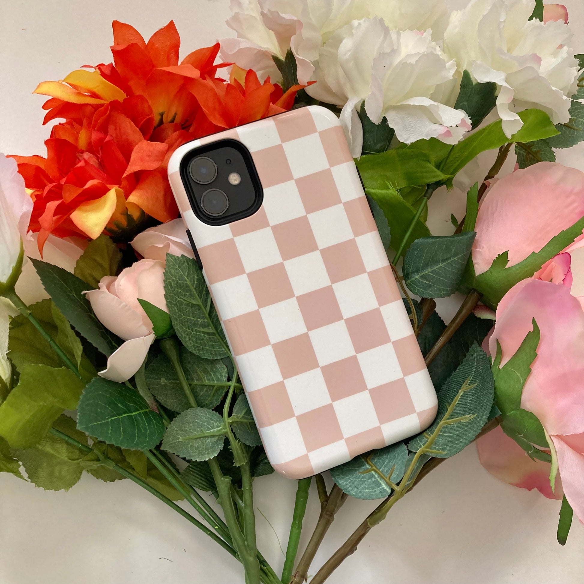 Neutral Checkered iPhone Case