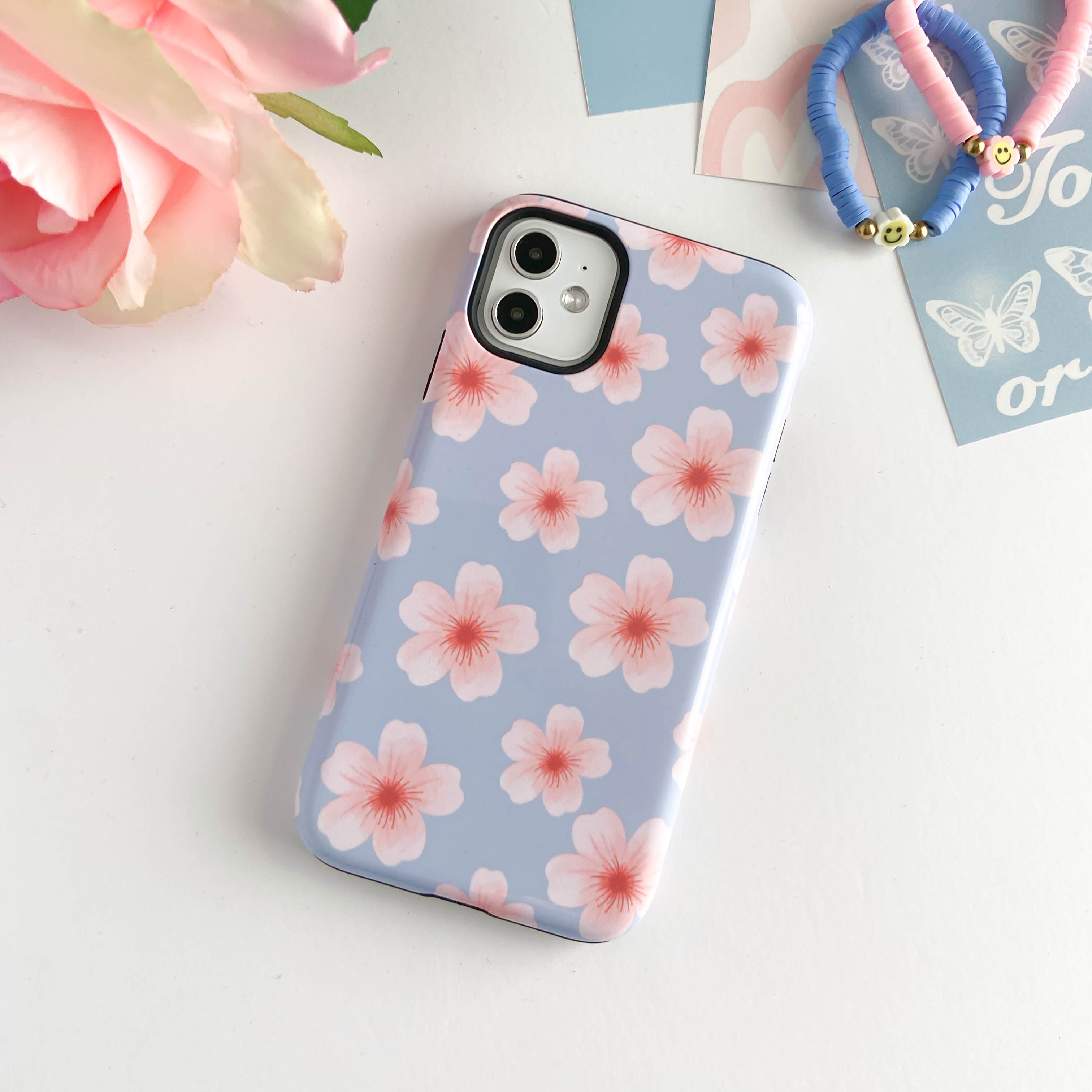 Blue Cherry Blossoms iPhone Case