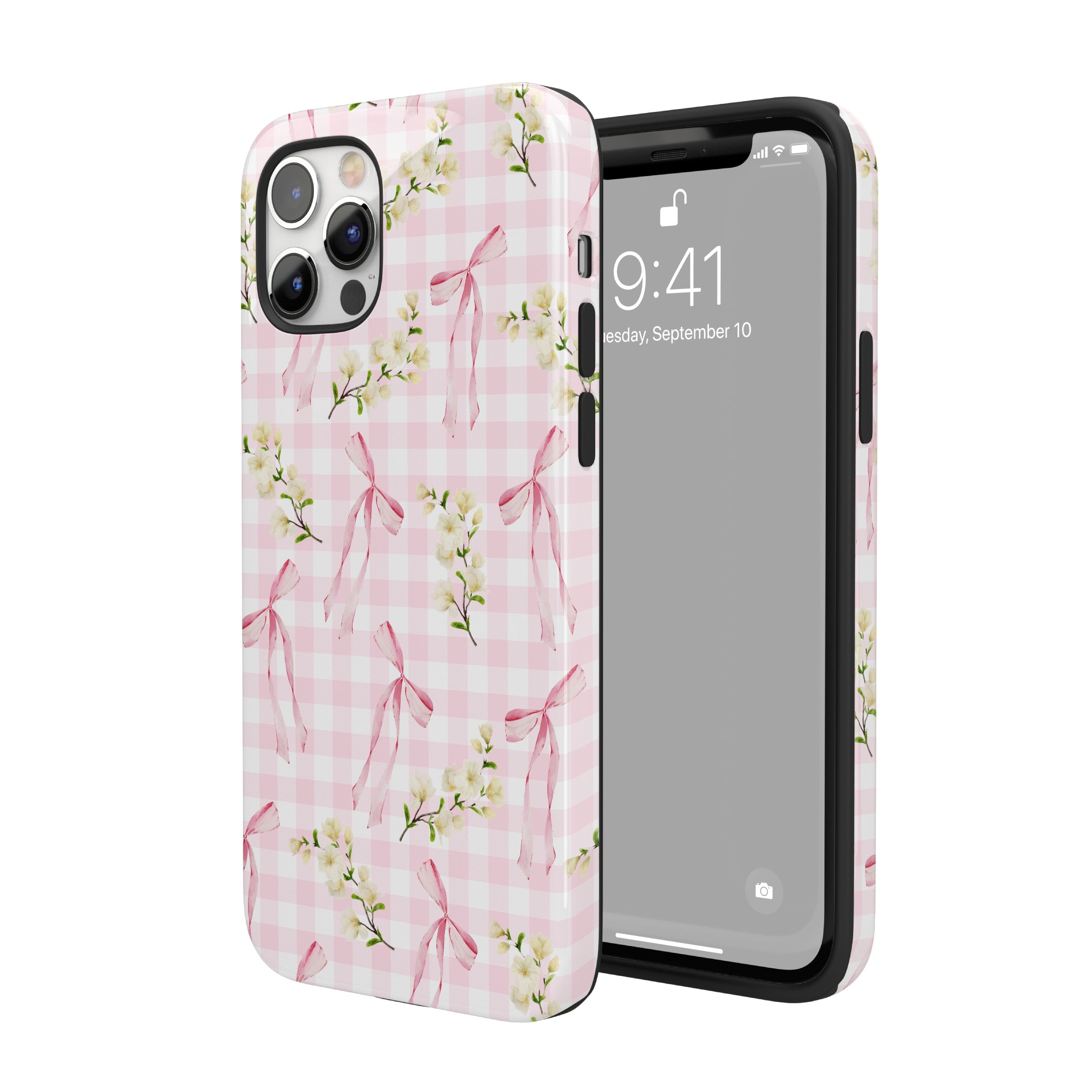 Pink Gingham Bows iPhone Case