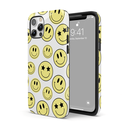 White Smiley Faces iPhone Case