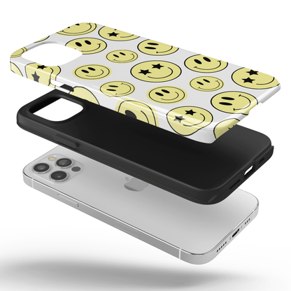 White Smiley Faces iPhone Case