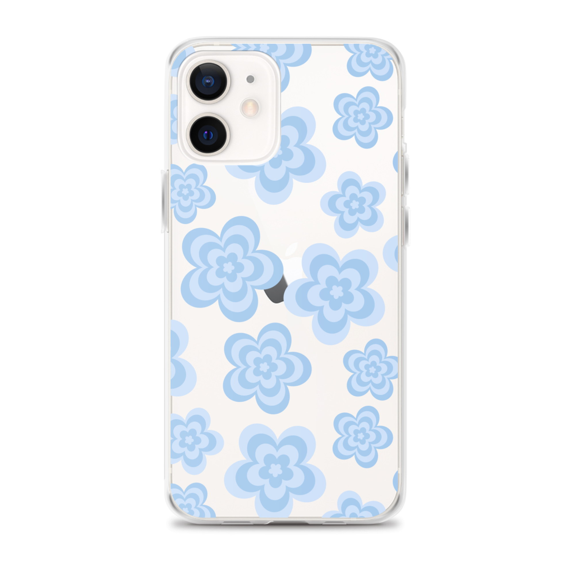 Blue Floral Clear iPhone Case