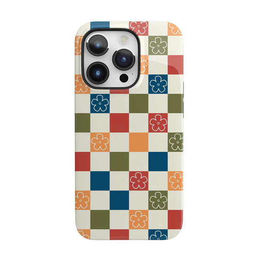 Vintage Flowers Checkered iPhone Case